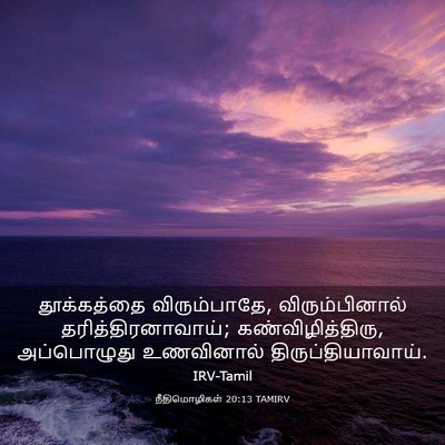 Picture 03 - நீதிமொழிகள் 20:13 TAMIRV - தூக்கத்தை - Bible Verse Picture