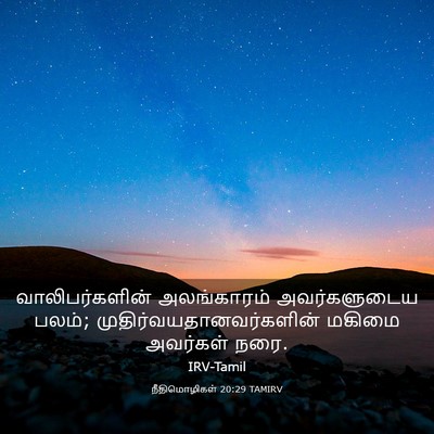 Picture 03 - நீதிமொழிகள் 20:29 TAMIRV - வாலிபர்களின் - Bible Verse Picture