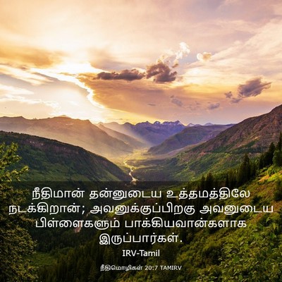 Picture 03 - நீதிமொழிகள் 20:7 TAMIRV - நீதிமான் தன்னுடைய - Bible Verse Picture