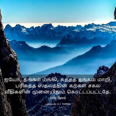 Picture 03 - புலம்பல் 4:1 TAMIRV - ஐயோ, தங்கம் மங்கி, - Bible Verse Picture