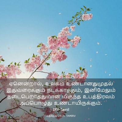 Picture 03 - மத்தேயு 24:21 TAMIRV - ஏனென்றால், உலகம் - Bible Verse Picture