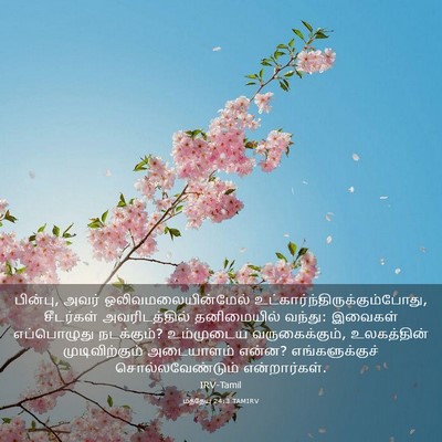 Picture 03 - மத்தேயு 24:3 TAMIRV - பின்பு, அவர் - Bible Verse Picture