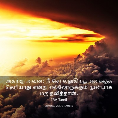 Picture 03 - மத்தேயு 26:70 TAMIRV - அதற்கு அவன்: நீ - Bible Verse Picture