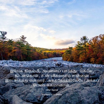 Picture 03 - மத்தேயு 9:22 TAMIRV - இயேசு திரும்பி, - Bible Verse Picture