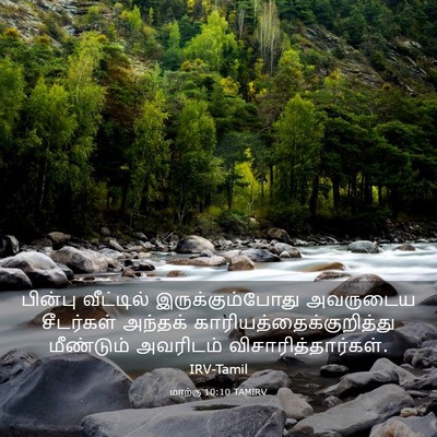 Picture 03 - மாற்கு 10:10 TAMIRV - பின்பு வீட்டில் - Bible Verse Picture
