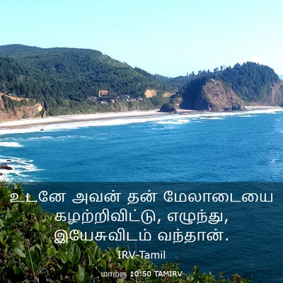 Picture 03 - மாற்கு 10:50 TAMIRV - உடனே அவன் தன் - Bible Verse Picture