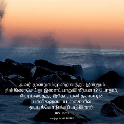 Picture 03 - மாற்கு 14:41 TAMIRV - அவர் மூன்றாம்முறை - Bible Verse Picture