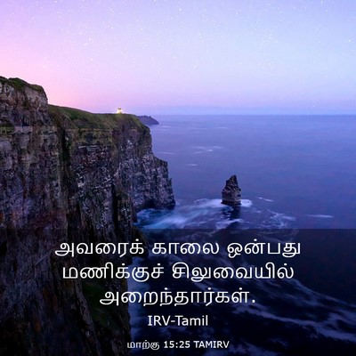 Picture 03 - மாற்கு 15:25 TAMIRV - அவரைக் காலை - Bible Verse Picture