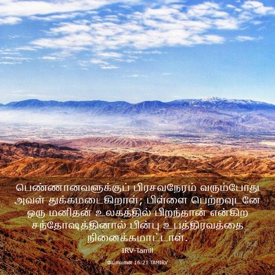 Picture 03 - யோவான் 16:21 TAMIRV - பெண்ணானவளுக்குப் - Bible Verse Picture