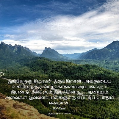 Picture 03 - யோவான் 6:9 TAMIRV - இங்கே ஒரு சிறுவன் - Bible Verse Picture