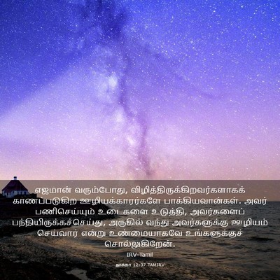 Picture 03 - லூக்கா 12:37 TAMIRV - எஜமான் வரும்போது, - Bible Verse Picture