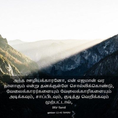 Picture 03 - லூக்கா 12:45 TAMIRV - அந்த ஊழியக்காரனோ, - Bible Verse Picture