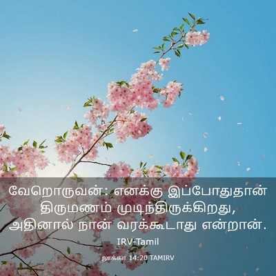 Picture 03 - லூக்கா 14:20 TAMIRV - வேறொருவன்: எனக்கு - Bible Verse Picture