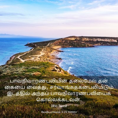 Picture 03 - லேவியராகமம் 4:29 TAMIRV - பாவநிவாரணபலியின் - Bible Verse Picture