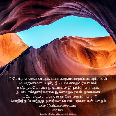 Picture 03 - வெளிப்படுத்தின விசேஷம் 2:2 TAMIRV - நீ - Bible Verse Picture