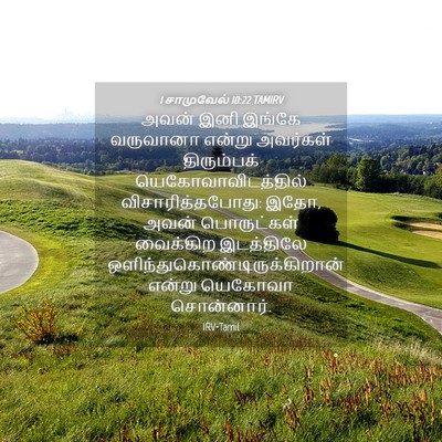 Picture 04 - 1 சாமுவேல் 10:22 TAMIRV - அவன் இனி இங்கே - Bible Verse Picture