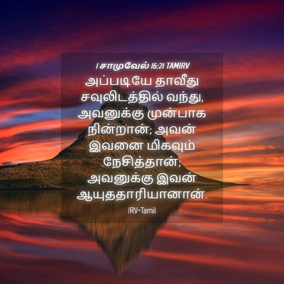 Picture 04 - 1 சாமுவேல் 16:21 TAMIRV - அப்படியே தாவீது - Bible Verse Picture