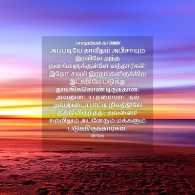 Picture 04 - 1 சாமுவேல் 26:7 TAMIRV - அப்படியே தாவீதும் - Bible Verse Picture