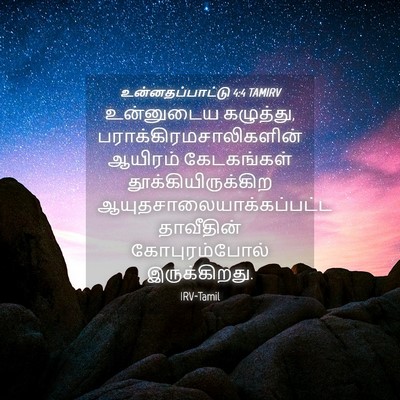 Picture 04 - உன்னதப்பாட்டு 4:4 TAMIRV - உன்னுடைய கழுத்து, - Bible Verse Picture