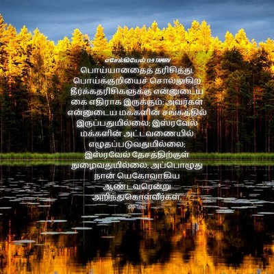 Picture 04 - எசேக்கியேல் 13:9 TAMIRV - பொய்யானதைத் - Bible Verse Picture