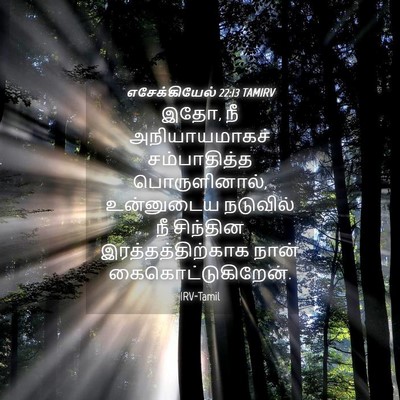 Picture 04 - எசேக்கியேல் 22:13 TAMIRV - இதோ, நீ - Bible Verse Picture