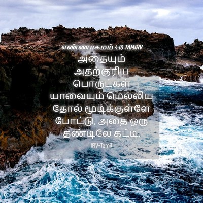 Picture 04 - எண்ணாகமம் 4:10 TAMIRV - அதையும் அதற்குரிய - Bible Verse Picture