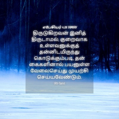 Picture 04 - எபேசியர் 4:28 TAMIRV - திருடுகிறவன் - Bible Verse Picture
