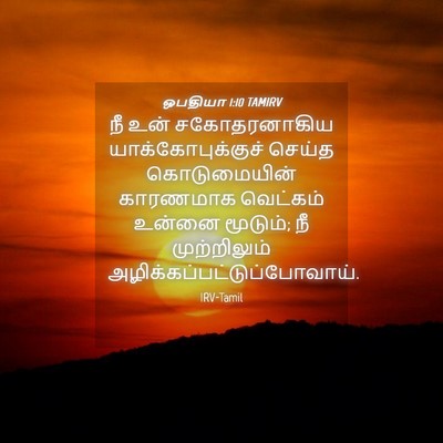 Picture 04 - ஒபதியா 1:10 TAMIRV - நீ உன் சகோதரனாகிய - Bible Verse Picture