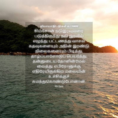 Picture 04 - நியாயாதிபதிகள் 16:3 TAMIRV - சிம்சோன் - Bible Verse Picture