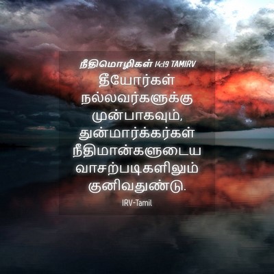 Picture 04 - நீதிமொழிகள் 14:19 TAMIRV - தீயோர்கள் - Bible Verse Picture