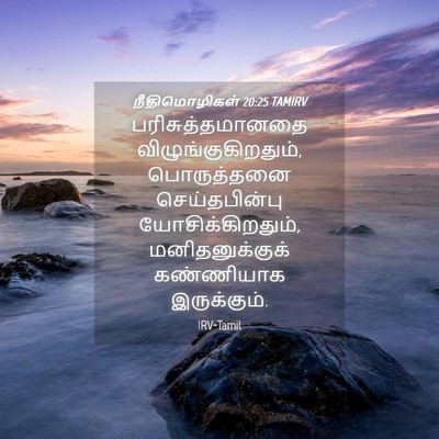 Picture 04 - நீதிமொழிகள் 20:25 TAMIRV - பரிசுத்தமானதை - Bible Verse Picture