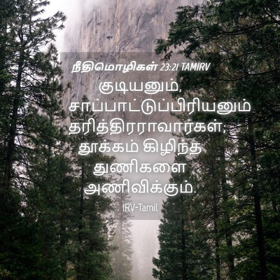 Picture 04 - நீதிமொழிகள் 23:21 TAMIRV - குடியனும், - Bible Verse Picture