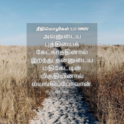 Picture 04 - நீதிமொழிகள் 5:23 TAMIRV - அவனுடைய - Bible Verse Picture