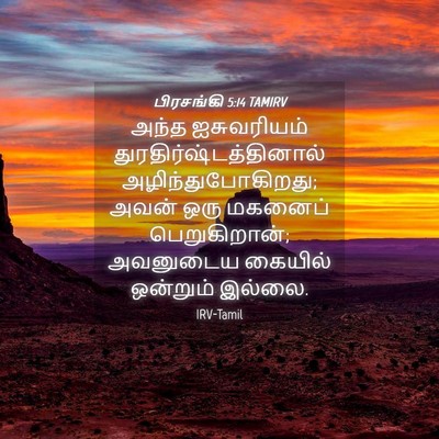 Picture 04 - பிரசங்கி 5:14 TAMIRV - அந்த ஐசுவரியம் - Bible Verse Picture