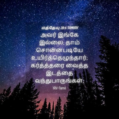 Picture 04 - மத்தேயு 28:6 TAMIRV - அவர் இங்கே இல்லை; - Bible Verse Picture