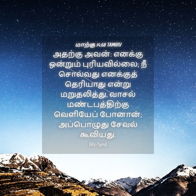 Picture 04 - மாற்கு 14:68 TAMIRV - அதற்கு அவன்: - Bible Verse Picture
