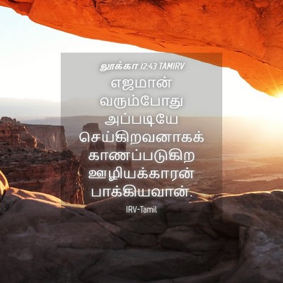 Picture 04 - லூக்கா 12:43 TAMIRV - எஜமான் வரும்போது - Bible Verse Picture