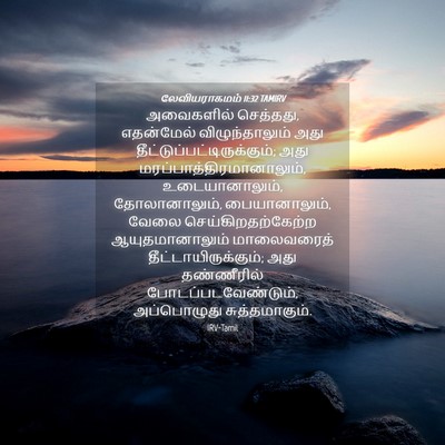 Picture 04 - லேவியராகமம் 11:32 TAMIRV - அவைகளில் செத்தது, - Bible Verse Picture
