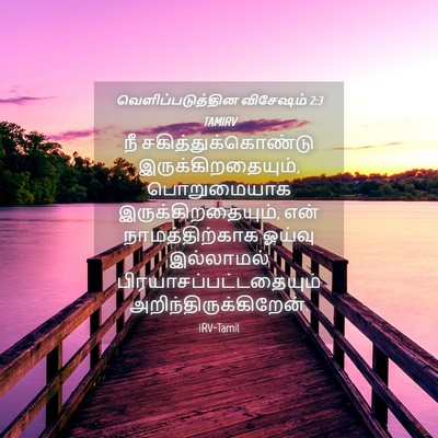 Picture 04 - வெளிப்படுத்தின விசேஷம் 2:3 TAMIRV - நீ - Bible Verse Picture