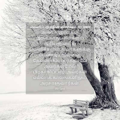 Picture 04 - வெளிப்படுத்தின விசேஷம் 22:5 TAMIRV - அங்கே இரவுகள் - Bible Verse Picture