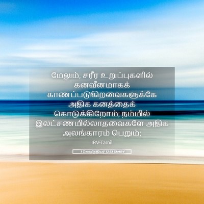 Picture 05 - 1 கொரிந்தியர் 12:23 TAMIRV - மேலும், சரீர - Bible Verse Picture
