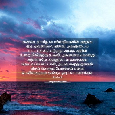 Picture 05 - 1 சாமுவேல் 17:51 TAMIRV - எனவே, தாவீது - Bible Verse Picture