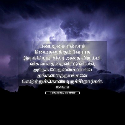 Picture 05 - 1 தீமோத்தேயு 6:10 TAMIRV - பணஆசை எல்லாத் - Bible Verse Picture