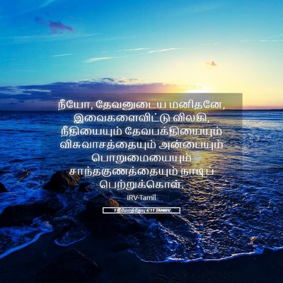 Picture 05 - 1 தீமோத்தேயு 6:11 TAMIRV - நீயோ, தேவனுடைய - Bible Verse Picture