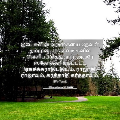 Picture 05 - 1 தீமோத்தேயு 6:15 TAMIRV - இயேசுவின் வருகையை - Bible Verse Picture