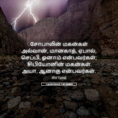 Picture 05 - 1 நாளாகமம் 1:40 TAMIRV - சோபாலின் மகன்கள் - Bible Verse Picture
