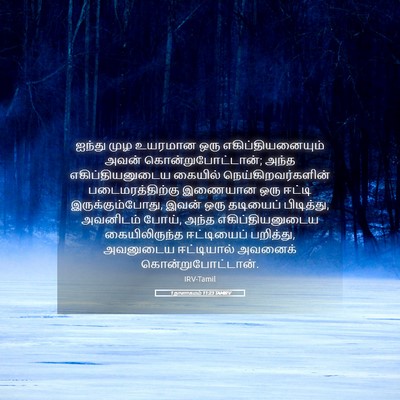 Picture 05 - 1 நாளாகமம் 11:23 TAMIRV - ஐந்து முழ உயரமான - Bible Verse Picture