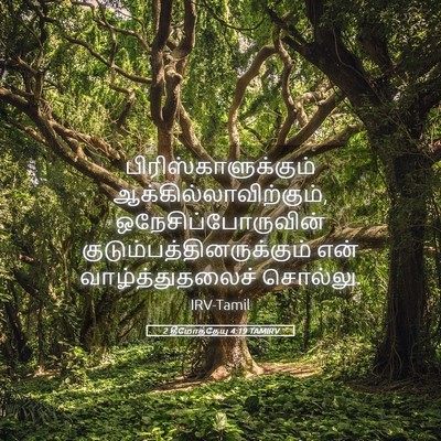 Picture 05 - 2 தீமோத்தேயு 4:19 TAMIRV - பிரிஸ்காளுக்கும் - Bible Verse Picture