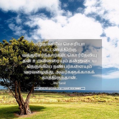 Picture 05 - அப்போஸ்தலருடைய நடபடிகள் 10:24 TAMIRV - மறுநாளிலே செசரியா - Bible Verse Picture