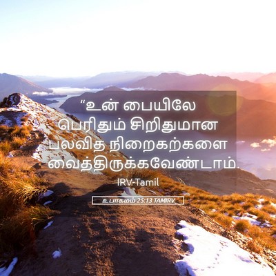 Picture 05 - உபாகமம் 25:13 TAMIRV - “உன் பையிலே - Bible Verse Picture